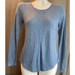 Chaser Womens Slub Jersey Long Sleeve Seamed Tee Shirt Blue Size Small